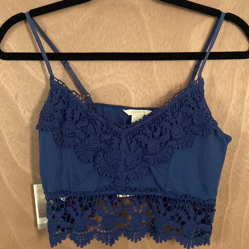 Blue knit crop top, size Medium